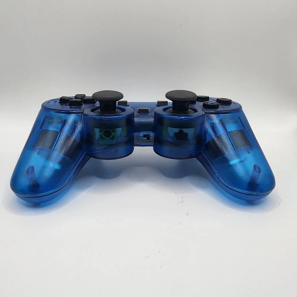 PS2 wireless controller Transparent Blue Dual Shock Vibration Tested & Working